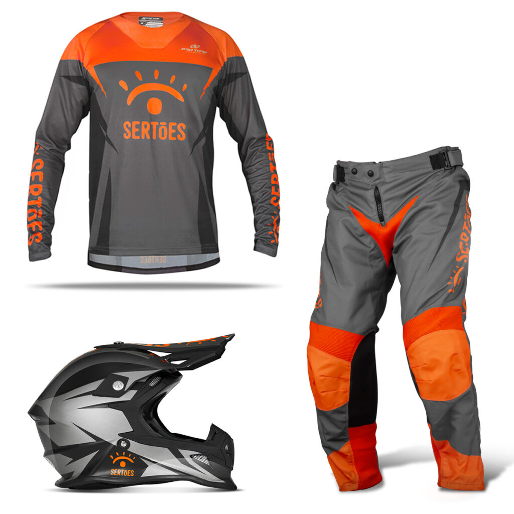 Kit Equipamento Trilha Conjunto e Capacete Fast Brilhante Sertões